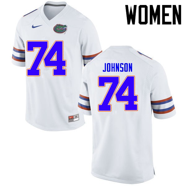 Florida Gators Women #74 Fred Johnson College Football Jersey White